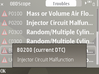 OBDscope detailed trouble code viewer